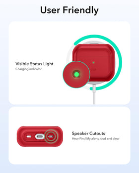 ESR Orbit Hybrid Case for AirPods 4 red finish enhances visibility and style.