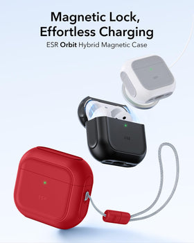 ESR Orbit Hybrid Case for AirPods 4 side view showcases compact, durable protection.