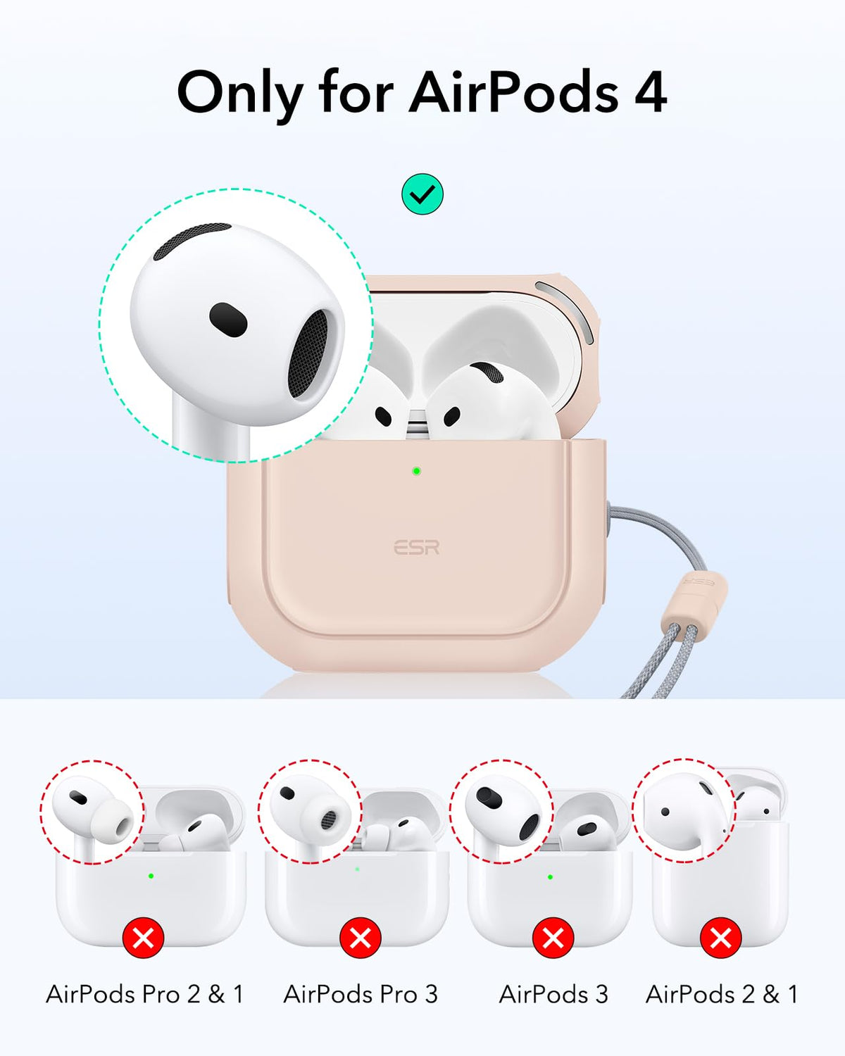 ESR Orbit Hybrid AirPods 4 case back view highlighting drop protection and durability