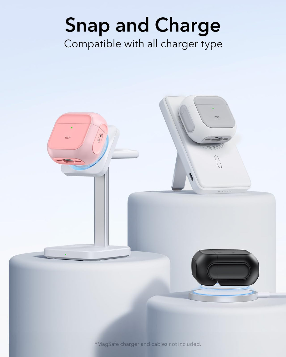 ESR Orbit Hybrid pink AirPods 4 case protection core provides durable everyday defense.
