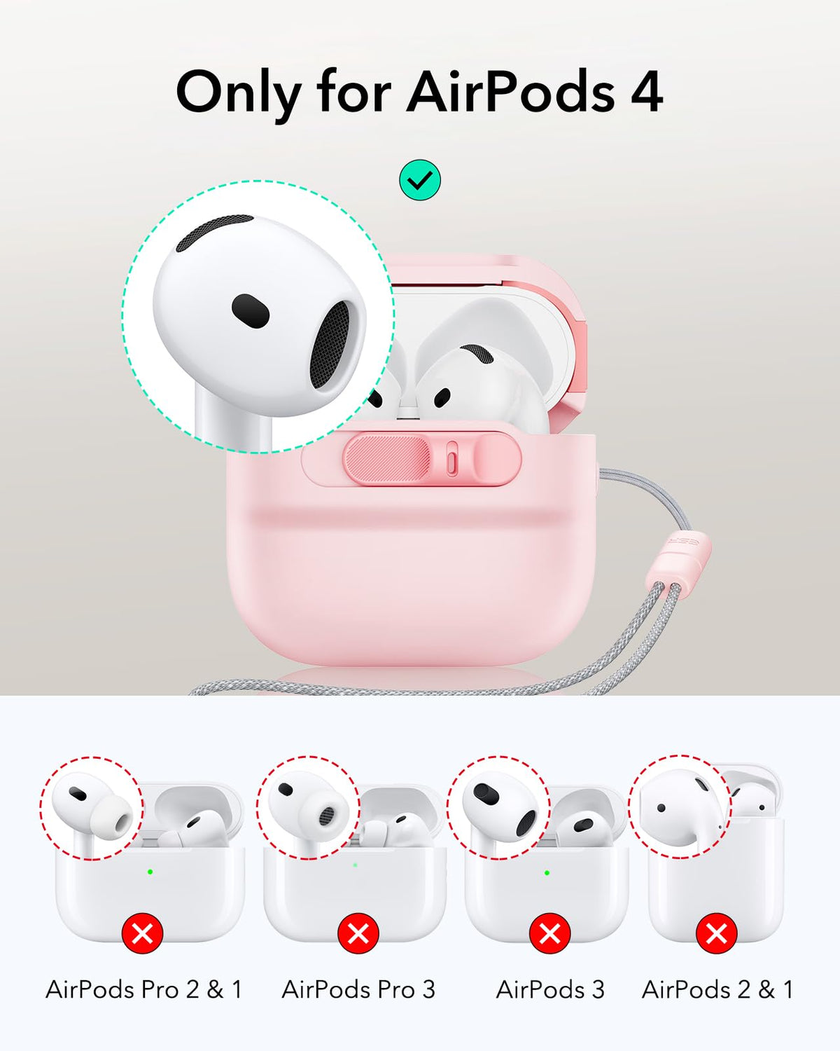 ESR Pulse Series AirPods 4 case lid open enabling quick one-handed access