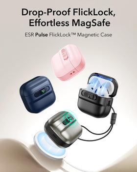 ESR AirPods 4 case back with MagSafe magnets for easy wireless charging