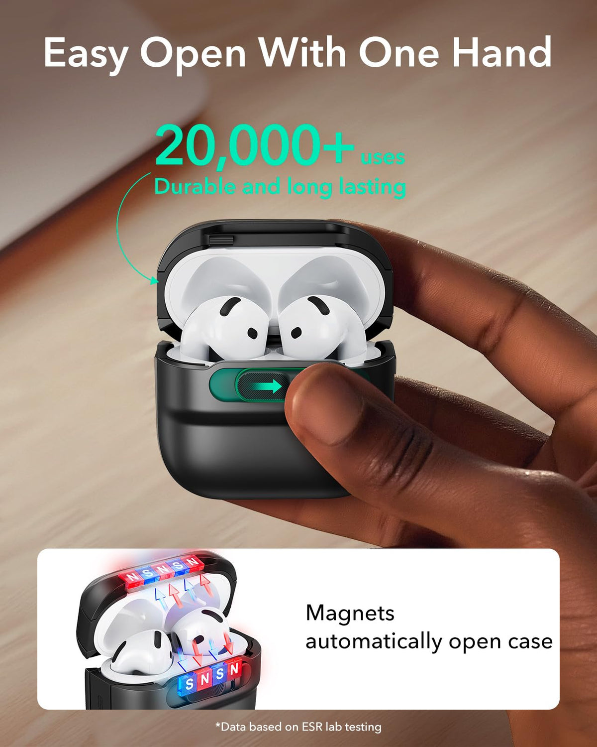 ESR Pulse Series AirPods 4 Case drop protection with dual-layer shell.