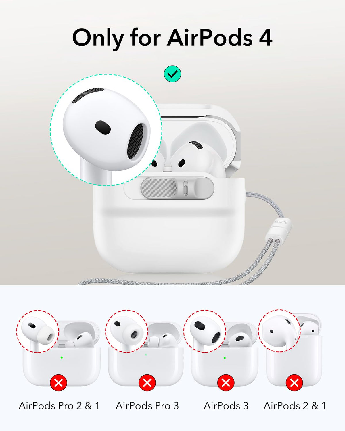 ESR Pulse Series AirPods 4 Case top view with magnetic latch and instant access