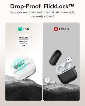 ESR Pulse Series AirPods 4 Case back view highlighting MagSafe alignment for easy charging