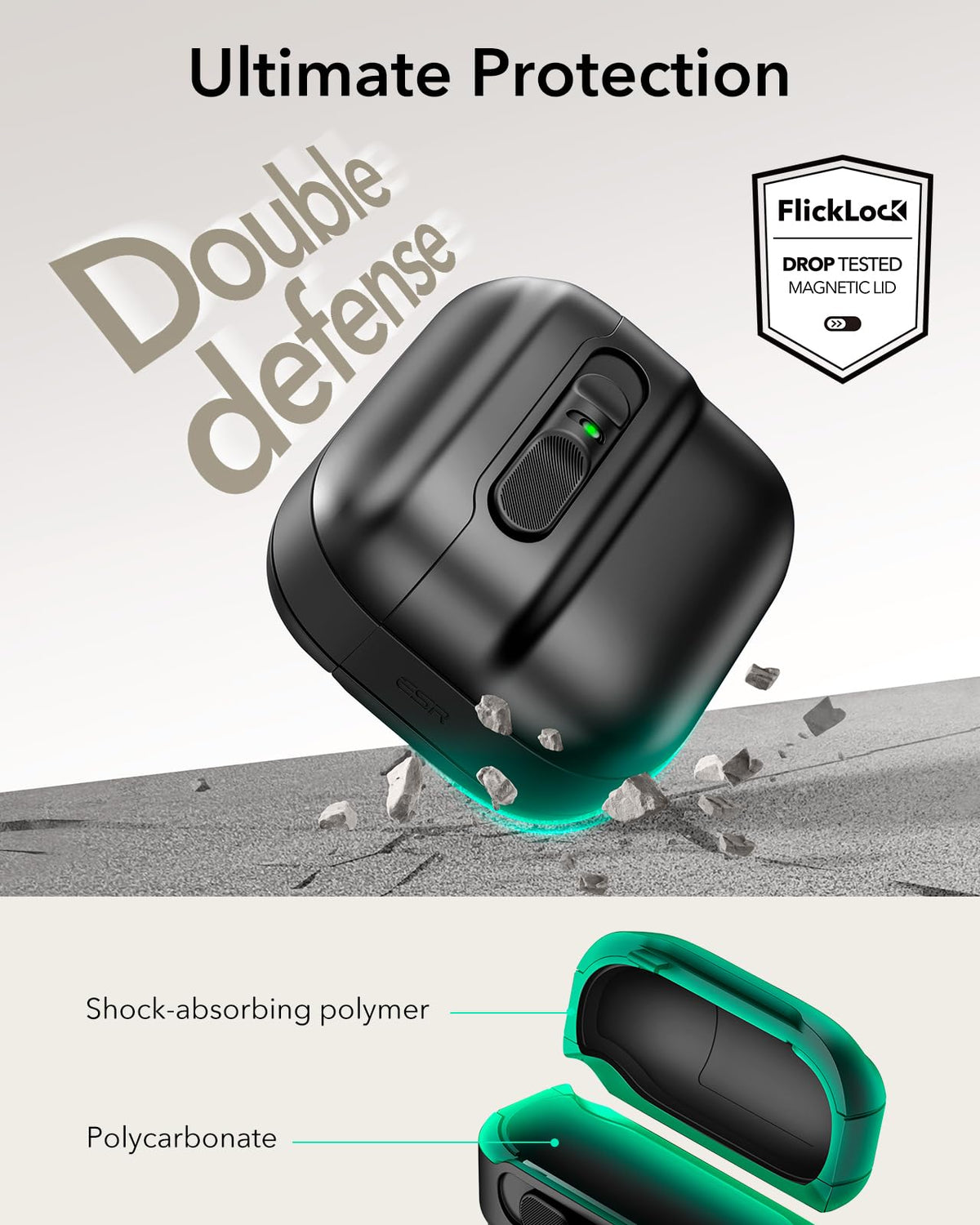 ESR Pulse Series AirPods 4 Case rear view slim profile.