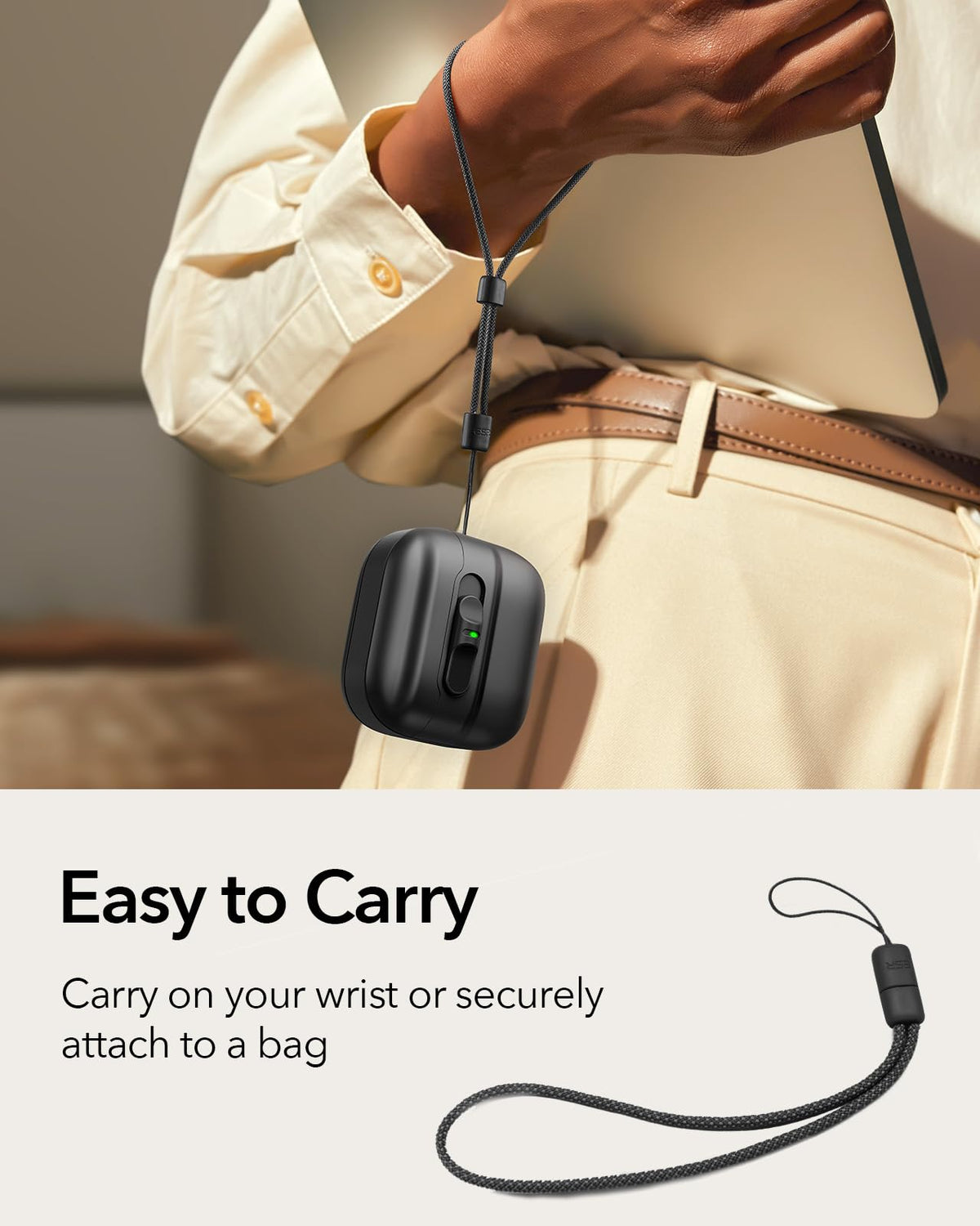 ESR Pulse Series AirPods 4 Case side magnets for secure attachment.