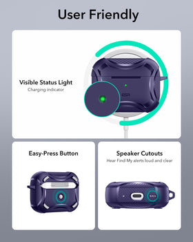 ESR purple AirPods Pro 2 case on wireless charger showing MagSafe charging