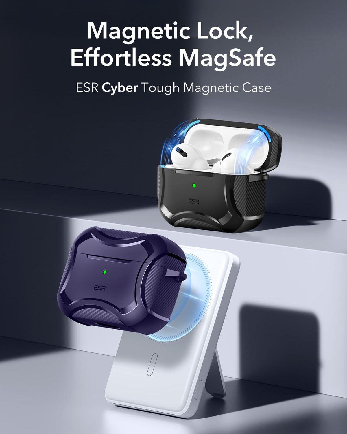 Close-up of ESR case back showing MagSafe magnets for charging
