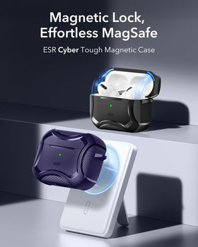 Close-up of ESR case back showing MagSafe magnets for charging