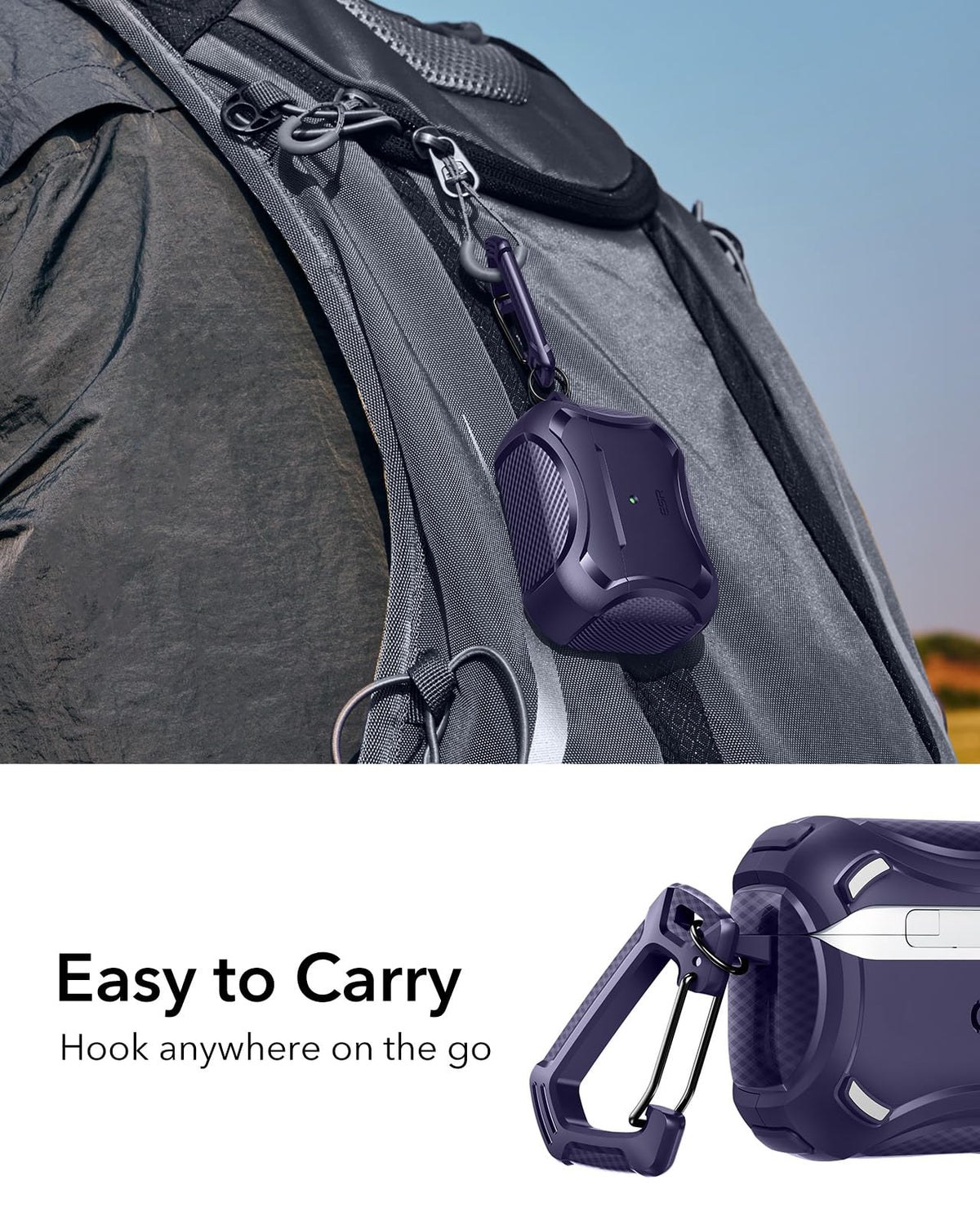 Slim purple ESR case illustrating portable protection for daily use