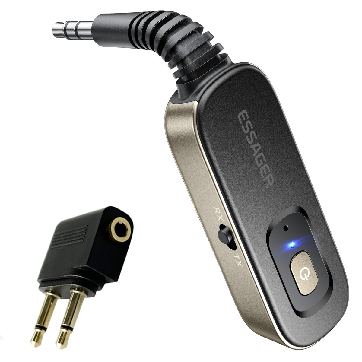 ESSAGER Bluetooth car adapter with 3.5mm port enables wireless music streaming in car