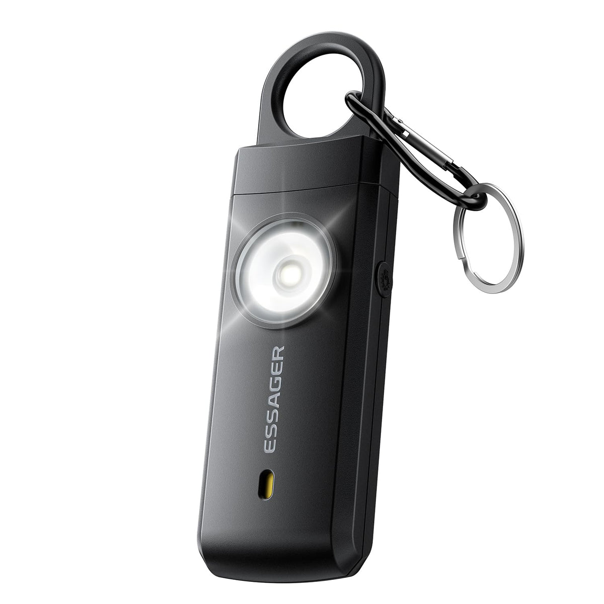 ESSAGER front view showing compact alarm and benefits for quick access