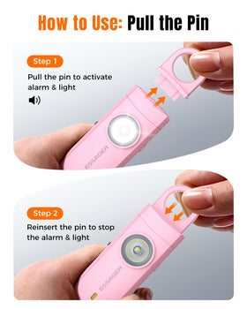 ESSAGER pink alarm compact size ideal for everyday carry.