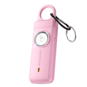 ESSAGER pink personal safety alarm front view for quick access during emergencies.