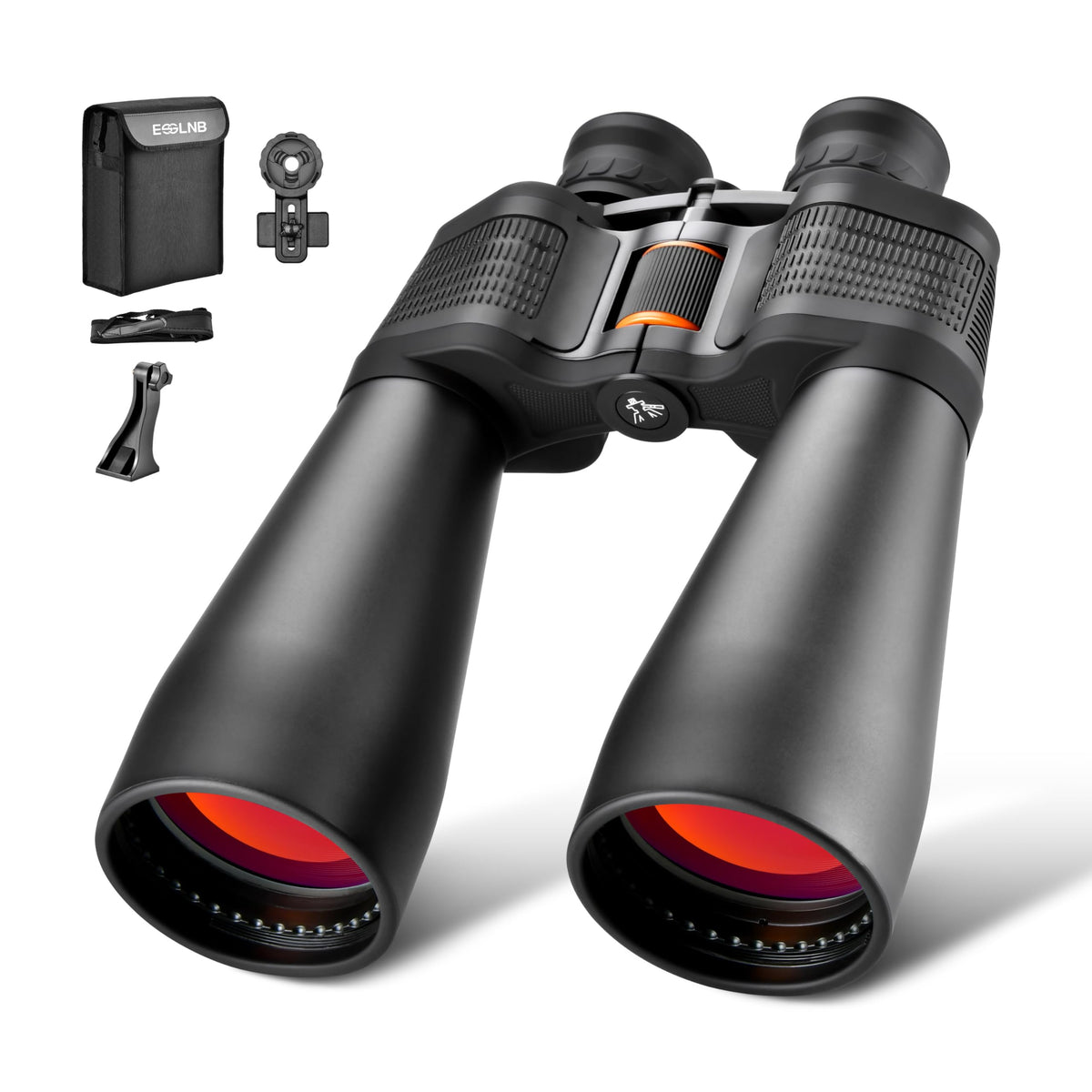 ESSLNB 25x70 binoculars lens close-up showing large 70mm objective for detailed distant views.