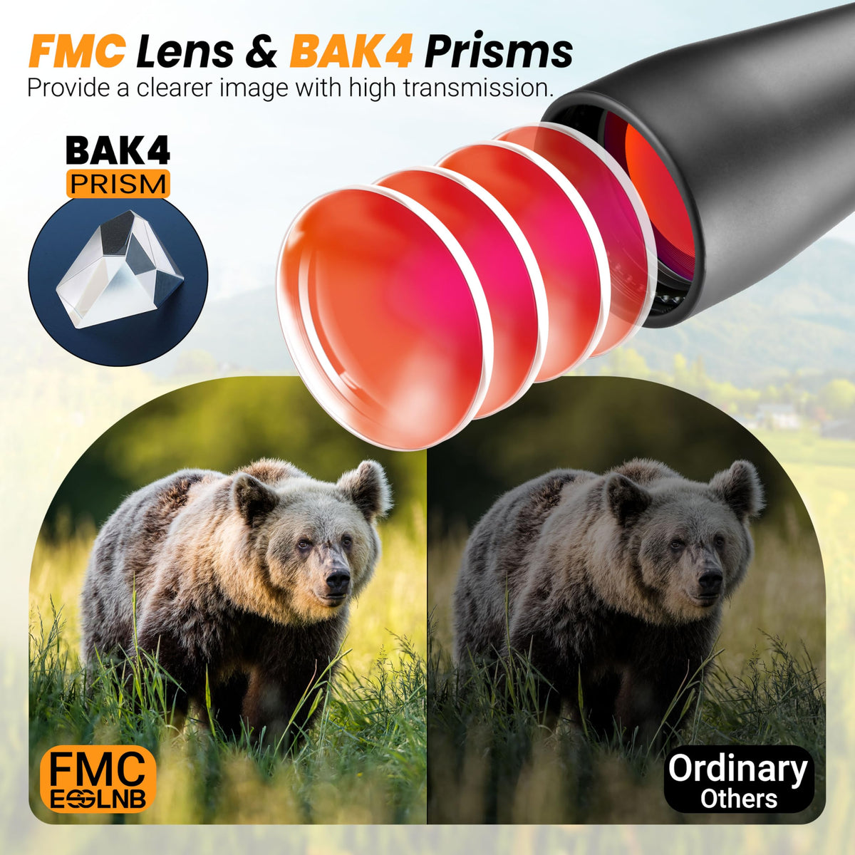 ESSLNB 25x70 binoculars built-in tripod adapter for steady, hands-free viewing.