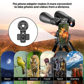 ESSLNB 25x70 binoculars included carrying bag for travel and storage.