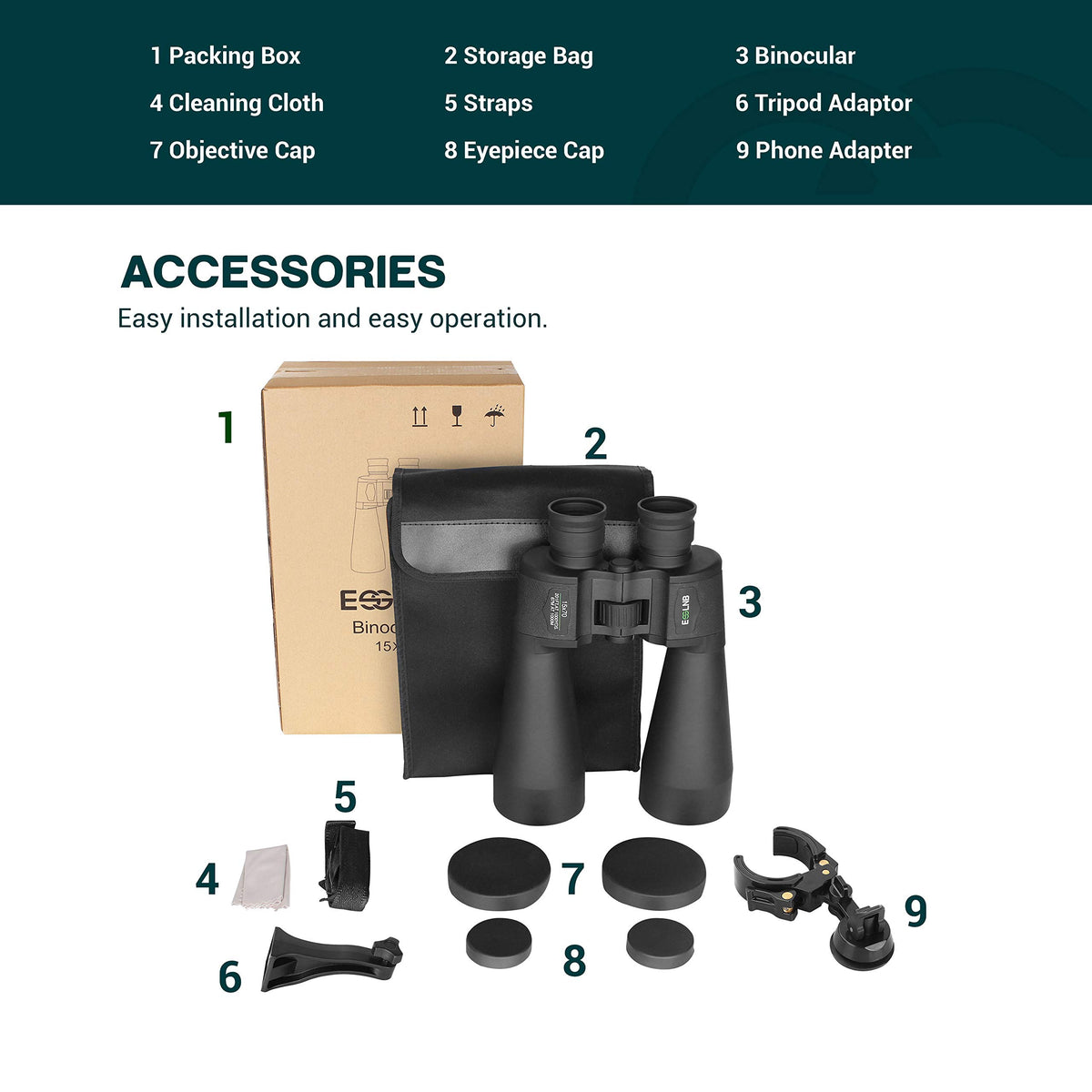 ESSLNB carrying bag keeps binoculars protected on the go.