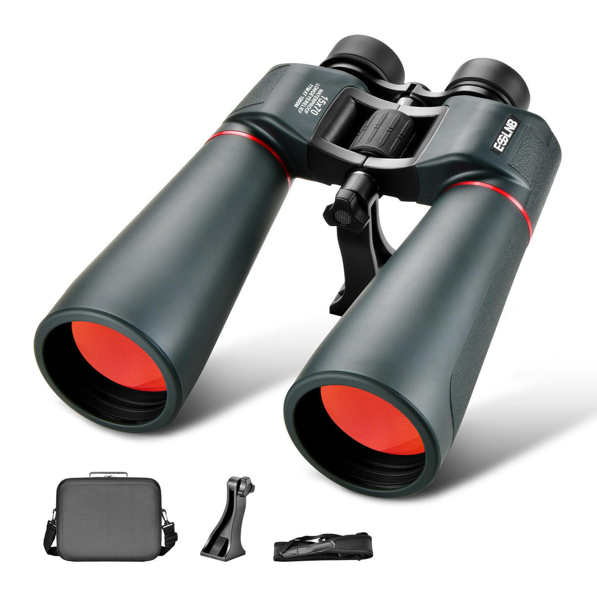 ESSLNB front view showing full binoculars and benefits of powerful magnification