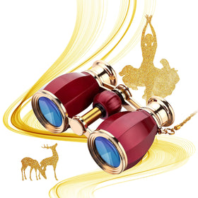 ESSLNB front view red opera glasses showing elegant finish and portable design benefit