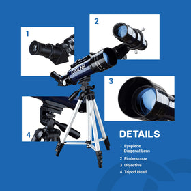 ESSLNB focuser and label detail illustrating simple controls and reliable alignment