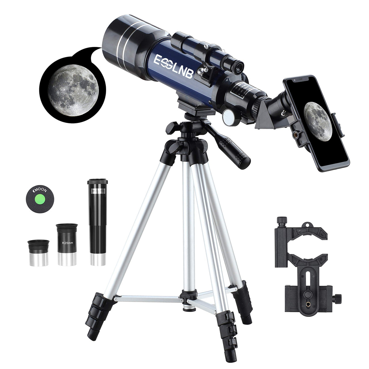 ESSLNB front view of telescope highlighting compact portable design and easy setup