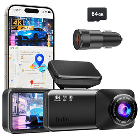 Estbuc front view of 4K dash cam showing compact design and lens for clear footage