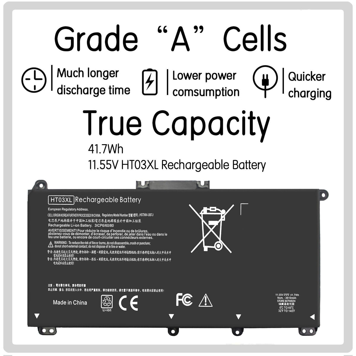 ESTENGPRO HT03XL battery for HP Pavilion 15CW offering extended unplugged use