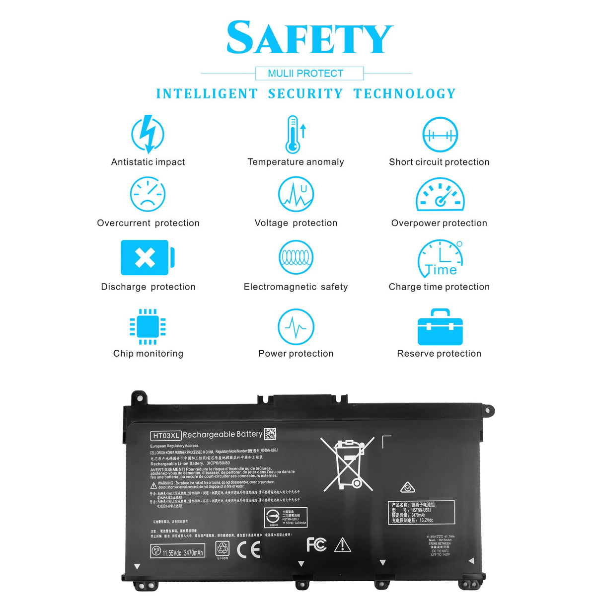 ESTENGPRO HT03XL battery for HP Pavilion 17BY extending runtime on larger screens