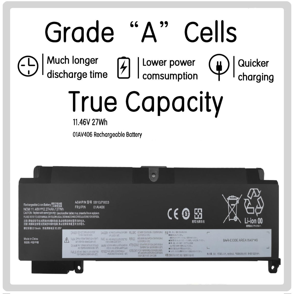 ESTENGPRO ThinkPad battery side ports highlight secure connections for T460S/T470S