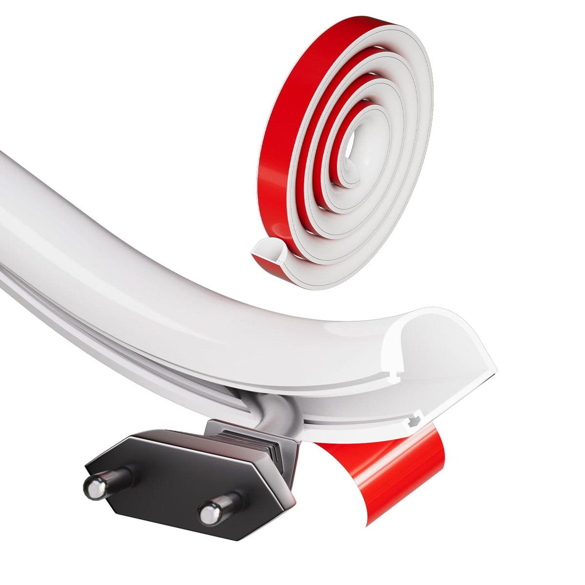 ESUFEIR silicone cord hider with side-opening on wall conceals a single cable