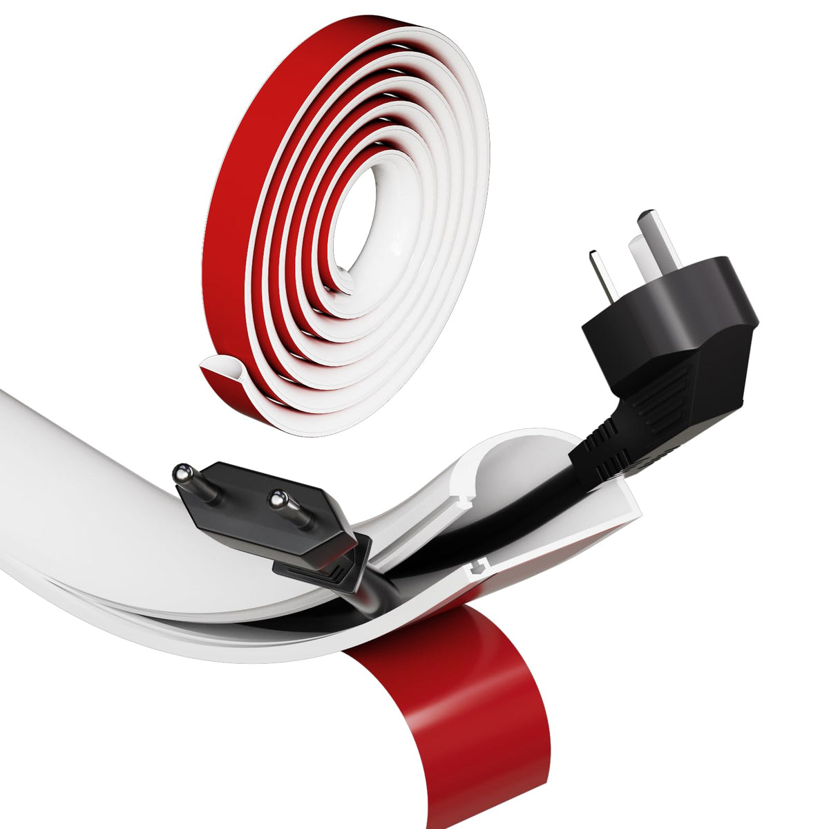 ESUFEIR silicone cord hider wall 39-inch white conceals TV cables neatly.