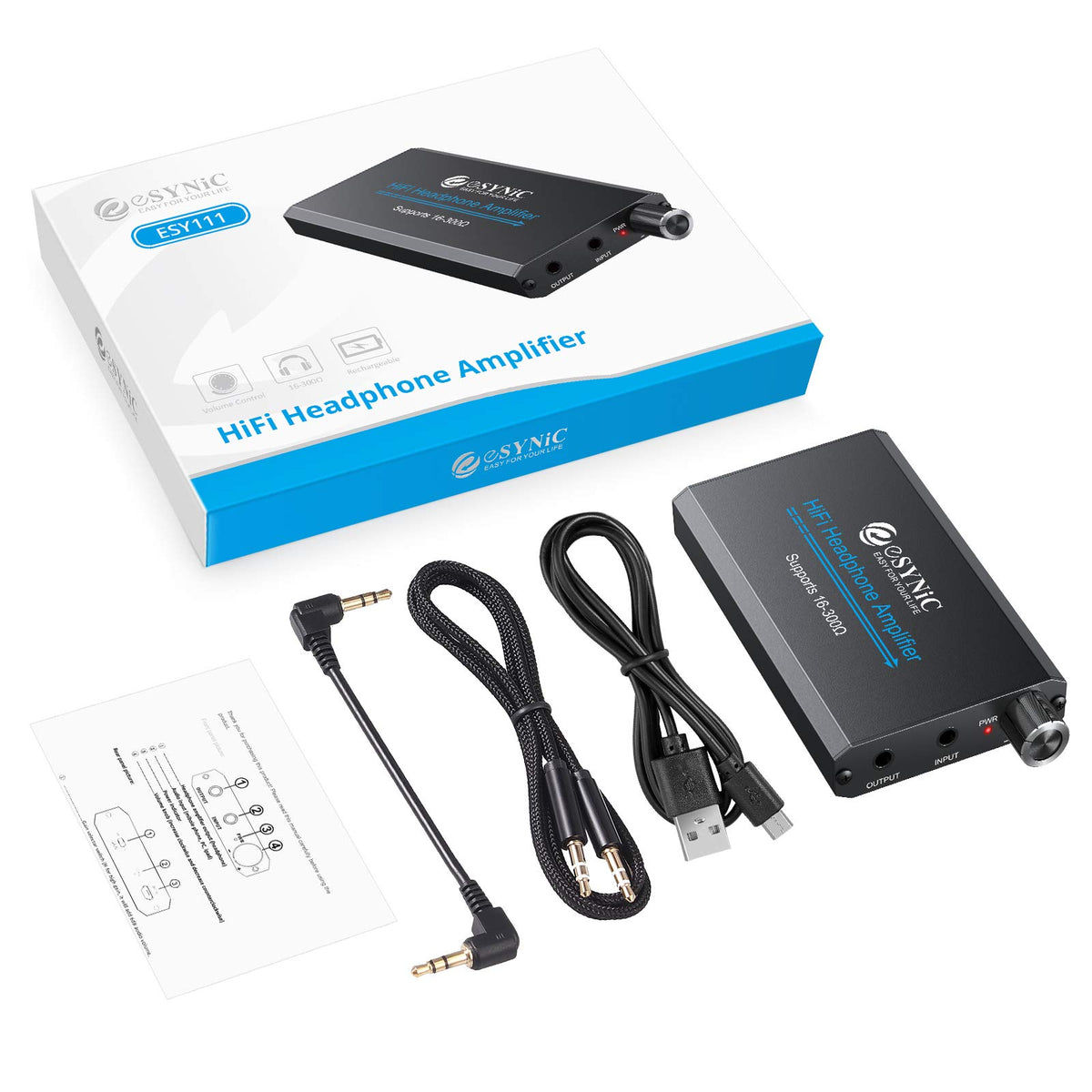 Esynic includes two cables for flexible device compatibility.