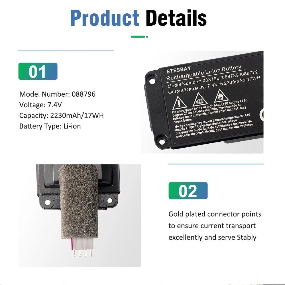 ETESBAY capacity and voltage sticker ensuring correct 2330mAh 7.4V match
