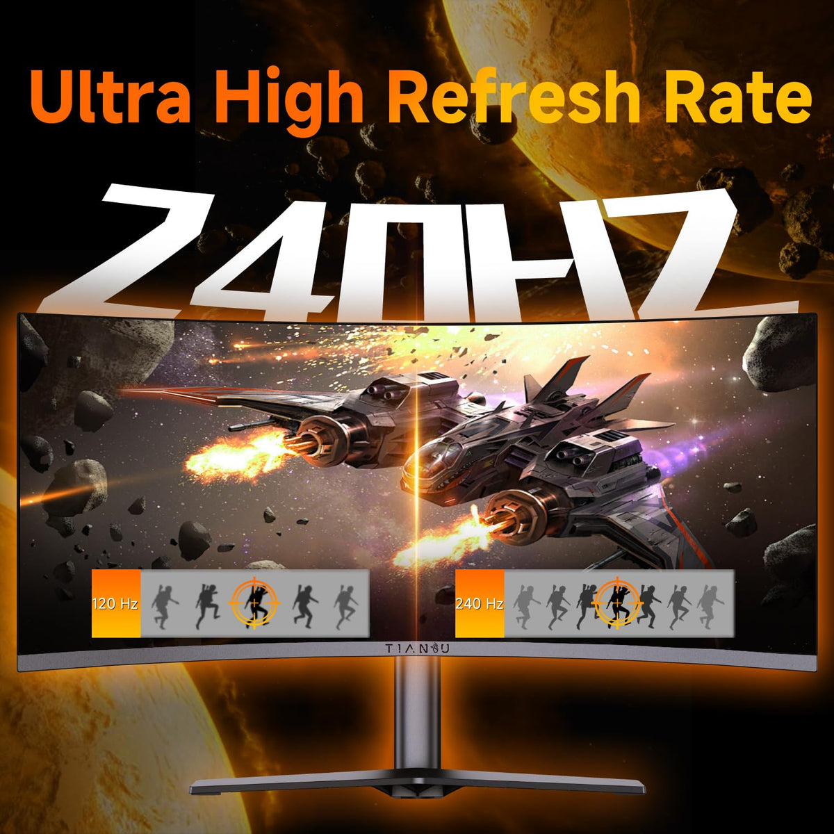ETiansu monitor showing HDMI 2.1 and DP1.4 connectivity options.