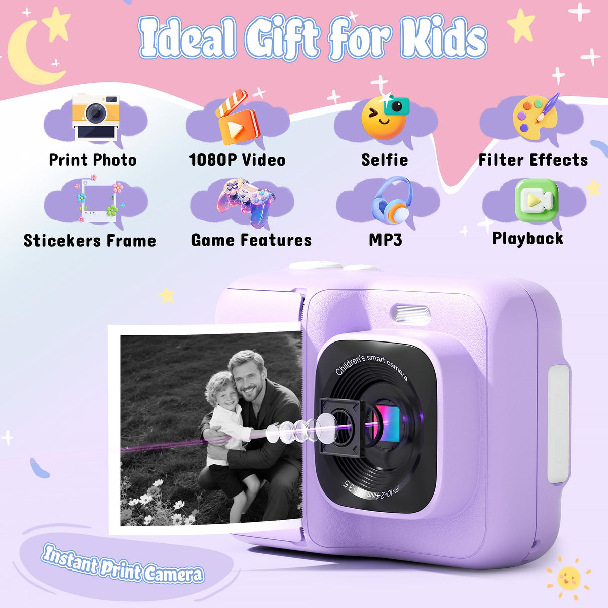 ETIKEZ 1080P video recording for clear kid-friendly memories.