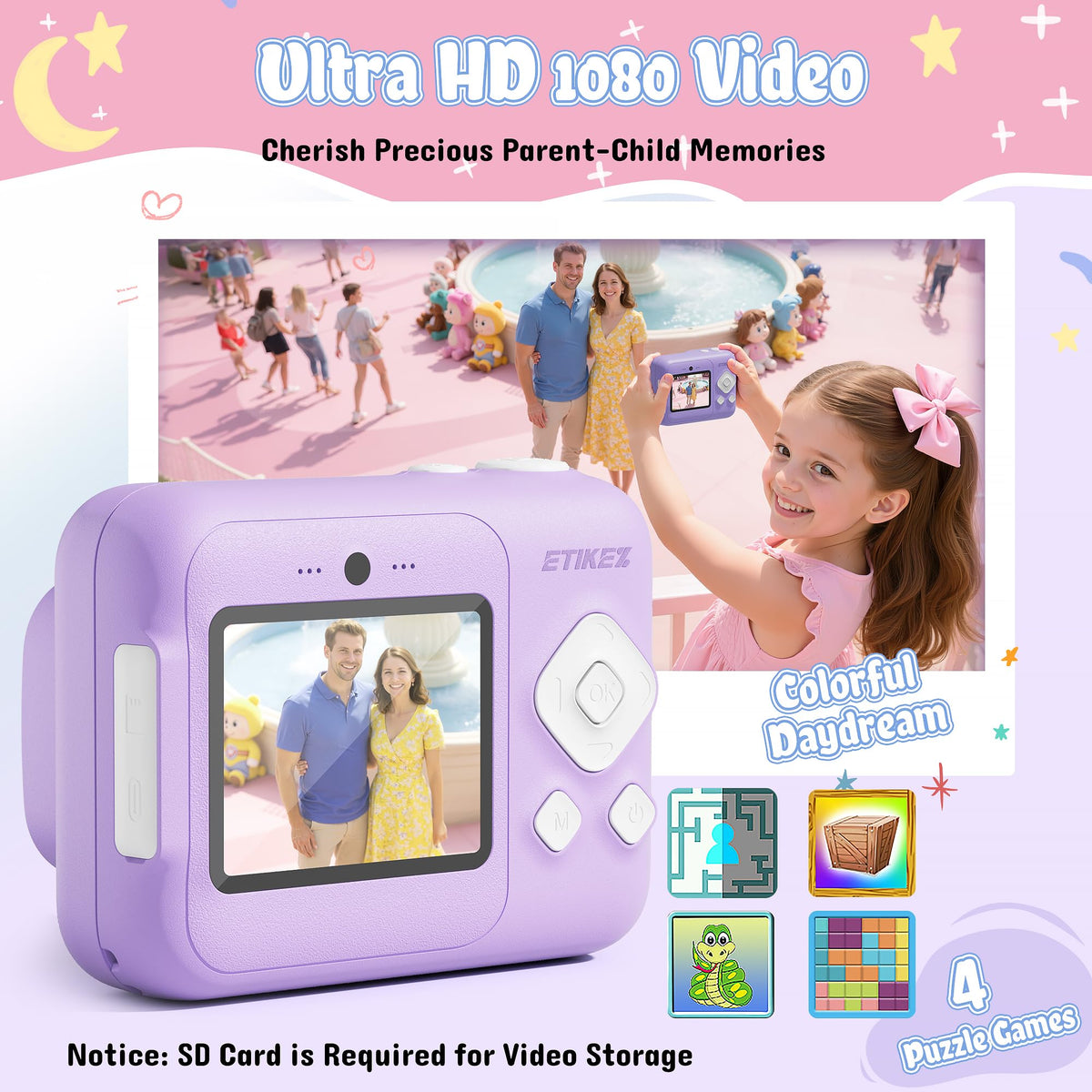 ETIKEZ camera with 6x zoom and flash for creative exploration.
