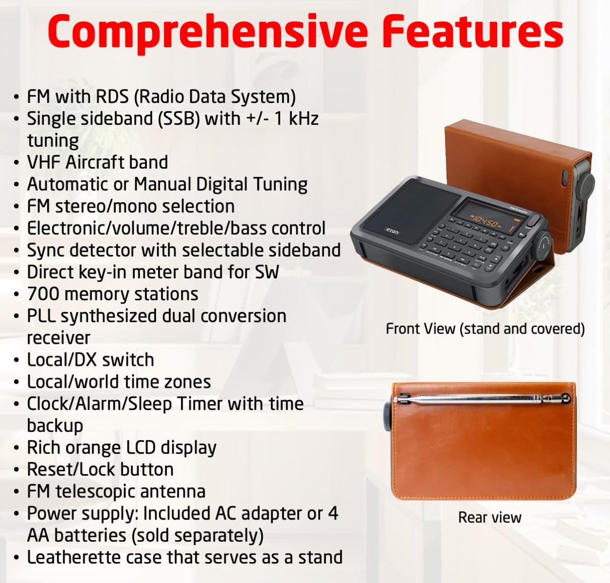 Eton Elite Executive rear panel illustrates flexible power options.