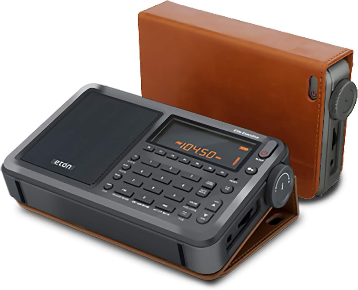 Eton Elite Executive front view with rugged build for travel listening.
