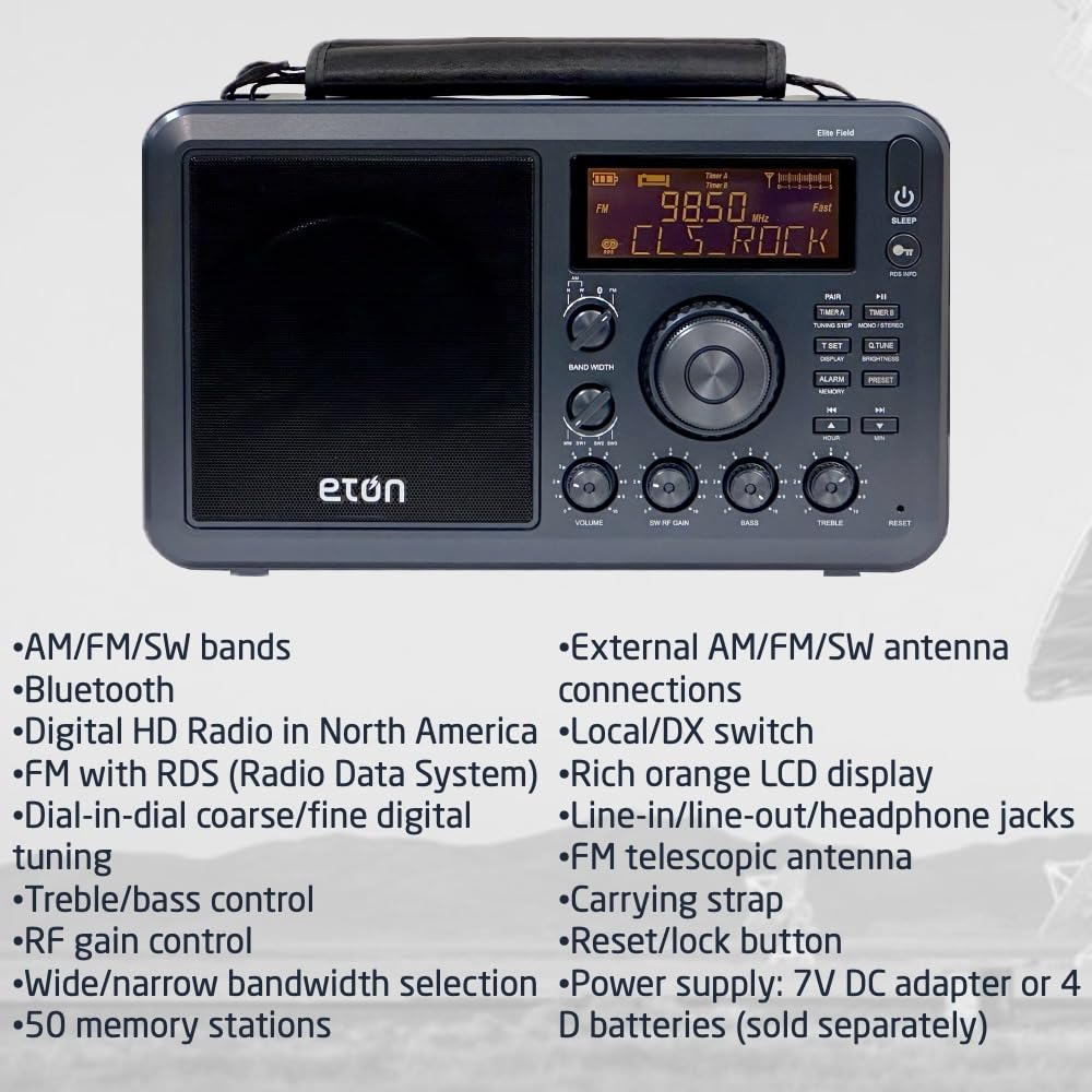 Eton Elite Field Radio memory presets access for quick station changes