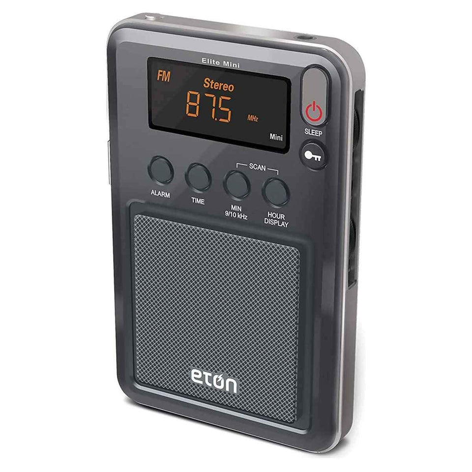 Eton Elite Mini front view showing display and controls for easy travel use