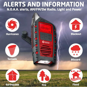 Eton Odyssey hand crank keeps radio powered during outages and adventures.