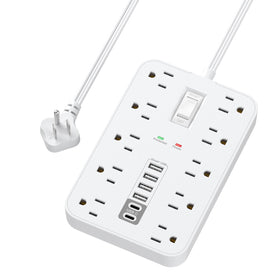 Etykir front view showing ten AC outlets and six USB ports for high-capacity charging