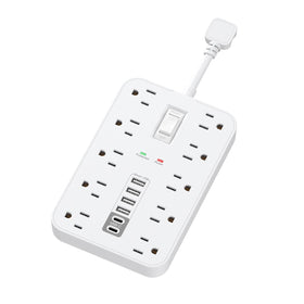 Etykir front view showing all AC outlets and USB ports for organized charging