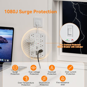 Etykir powering lamp and phone on a nightstand for compact bedside charging