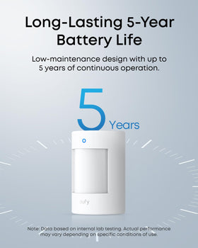 eufy E20 battery compartment open showing replaceable CR123A battery convenience