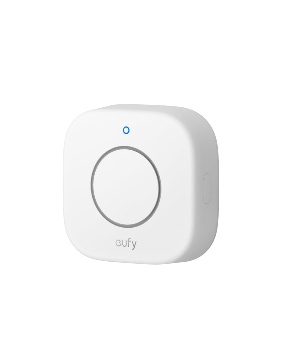 eufy E20 front view showing speaker grille and compact design, clear alert visibility