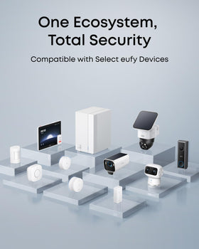 eufy E20 in living room illustrating pet-friendly detection and fewer false alerts