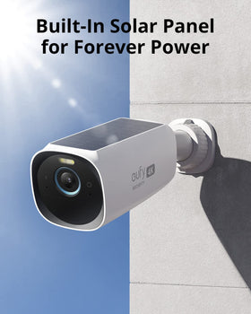 Solar panel powering the S330 camera for continuous outdoor monitoring